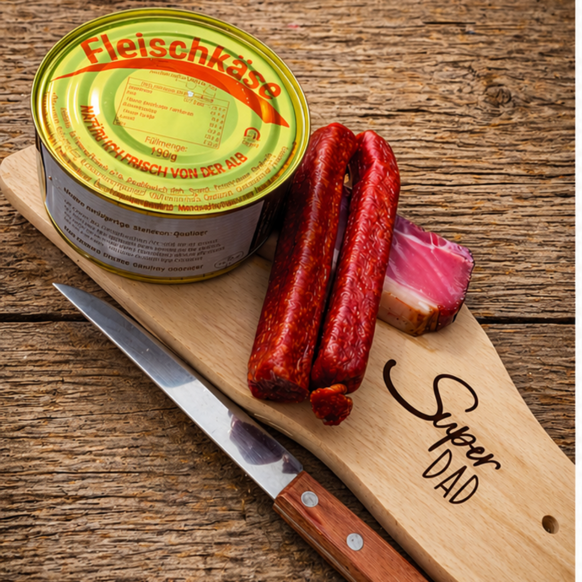 Personalisiertes Schneidebrett mit Messer